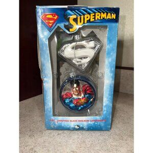 Superman Hand-Crafted Glass Holiday Ornaments By Kurt S. Adler 2-Piece Set